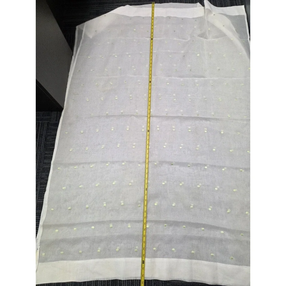 Set Of 2 Pottery Barn Kids Cotton White/ Light Green Polka Dot Curtain Panels
